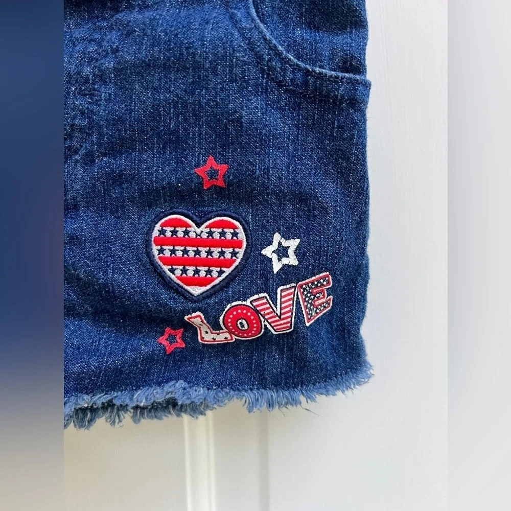 NWOT 2T Blue Denim Love Heart Girls Jeans Shorts